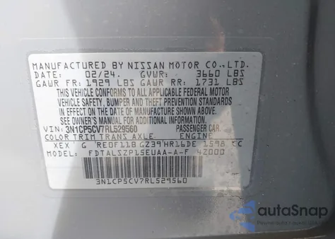 2024 Nissan Kicks Sv Xtronic Cvt from USA, damaged, VIN 3N1CP5CV7RL529560